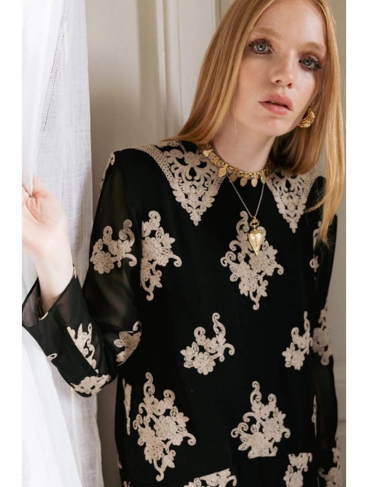 NIDODILEDA Jenna Dress Lace Embroidered Black