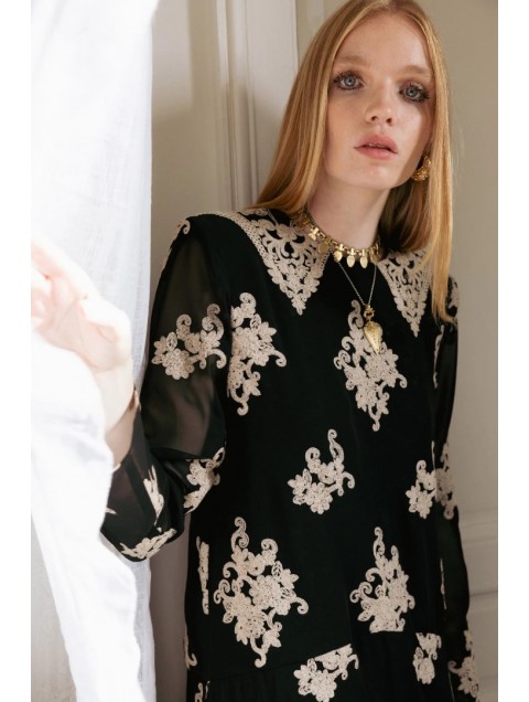 NIDODILEDA Jenna Dress Lace Embroidered Black Μαύρο Κεντητό Φόρεμα
