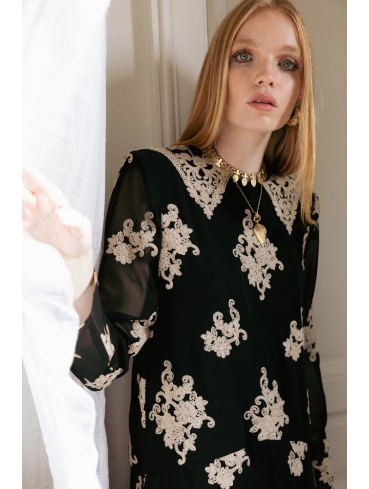 NIDODILEDA Jenna Dress Lace Embroidered Black