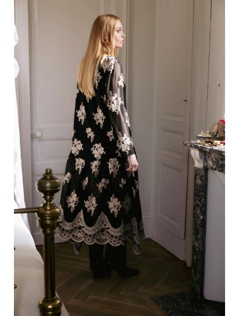 NIDODILEDA Jenna Dress Lace Embroidered Black Μαύρο Κεντητό Φόρεμα