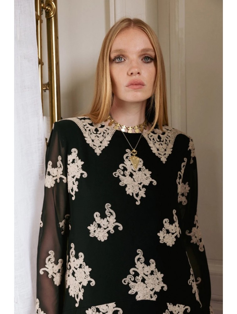 NIDODILEDA Jenna Dress Lace Embroidered Black