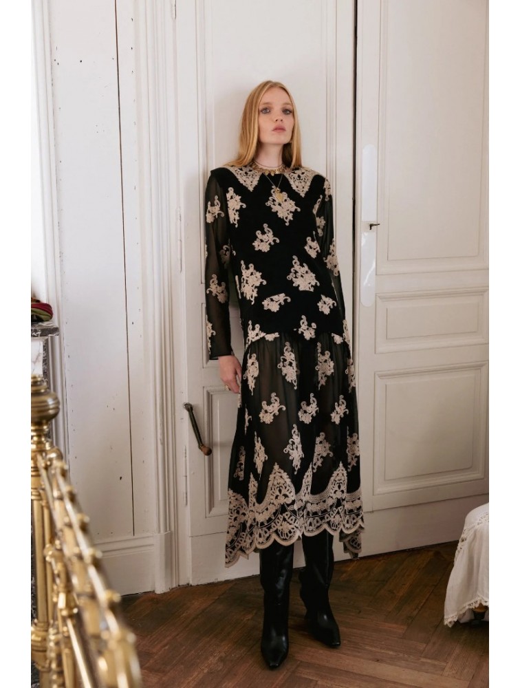 NIDODILEDA Jenna Dress Lace Embroidered Black