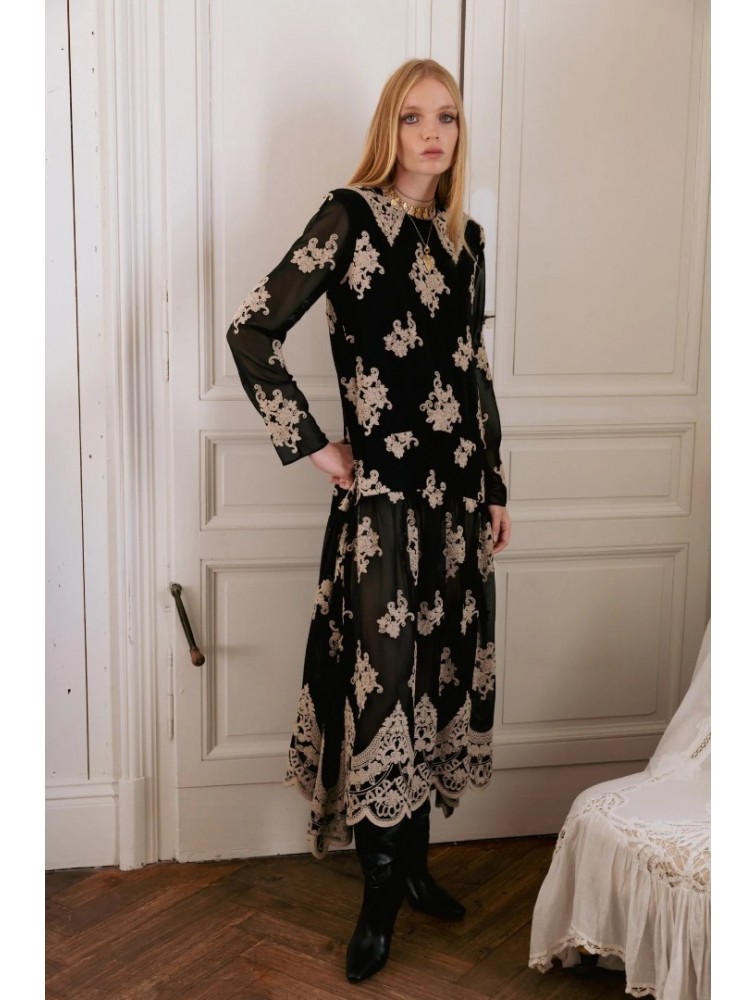 NIDODILEDA Jenna Dress Lace Embroidered Black