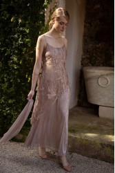 NIDODILEDA Kinetic Dress Bead Embroidered Semi-sheer Foil Printed Tulle