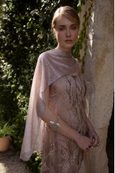 NIDODILEDA Kinetic Dress Bead Embroidered Semi-sheer Foil Printed Tulle