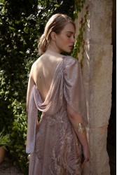NIDODILEDA Kinetic Dress Bead Embroidered Semi-sheer Foil Printed Tulle