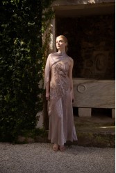 NIDODILEDA Kinetic Dress Bead Embroidered Semi-sheer Foil Printed Tulle