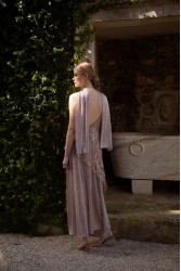 NIDODILEDA Kinetic Dress Bead Embroidered Semi-sheer Foil Printed Tulle