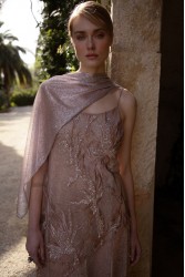 NIDODILEDA Kinetic Dress Bead Embroidered Semi-sheer Foil Printed Tulle