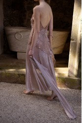 NIDODILEDA Kinetic Dress Bead Embroidered Semi-sheer Foil Printed Tulle