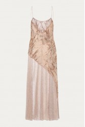NIDODILEDA Kinetic Dress Bead Embroidered Semi-sheer Foil Printed Tulle