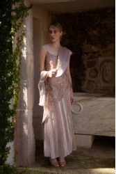 NIDODILEDA Kinetic Dress Bead Embroidered Semi-sheer Foil Printed Tulle