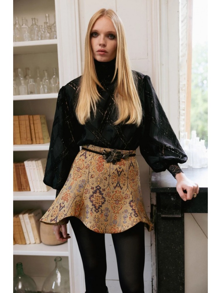 NIDODILEDA Leona Shirt Dress Crochet Lace Detailing Black Μαύρο Κροσέ Δαντελένιο Πουκαμισοφόρεμα