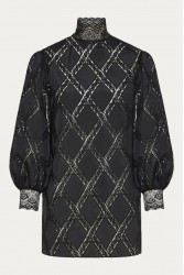 NIDODILEDA Leona Shirt Dress Crochet Lace Detailing Black Μαύρο Κροσέ Δαντελένιο Πουκαμισοφόρεμα