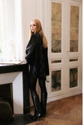 NIDODILEDA Leona Shirt Dress Crochet Lace Detailing Black Μαύρο Κροσέ Δαντελένιο Πουκαμισοφόρεμα