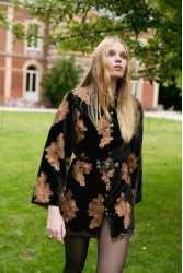 NIDODILEDA Lindsay Blazer Dress Crochet Velvet Black Tabac Μαύρο Ταμπά Βελούδινο Μπλέιζερ Φόρεμα