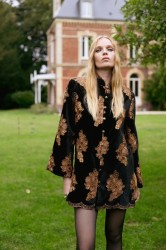 NIDODILEDA Lindsay Blazer Dress Crochet Velvet Black Tabac Μαύρο Ταμπά Βελούδινο Μπλέιζερ Φόρεμα