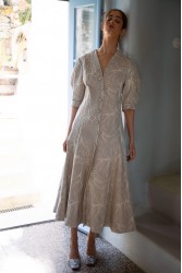 NIDODILEDA Line Gilet Dress Embroidered Floral Overlay