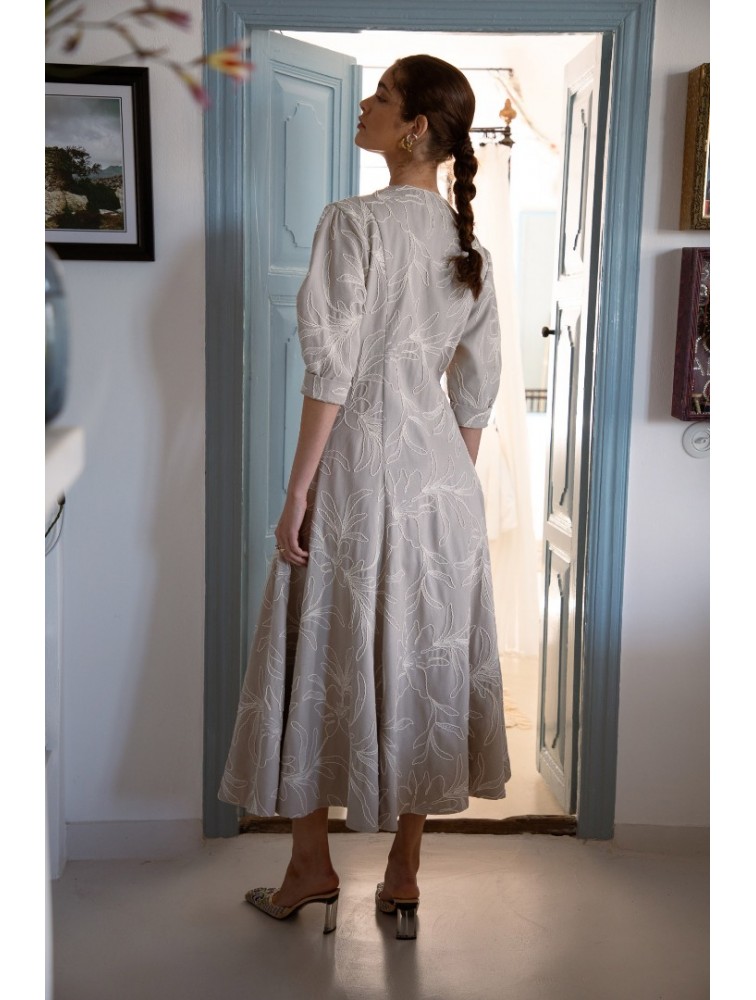 NIDODILEDA Line Gilet Dress Embroidered Floral Overlay