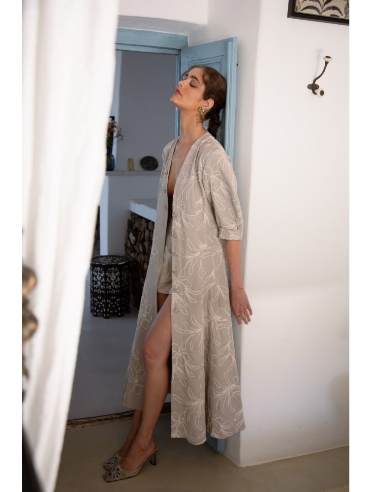 NIDODILEDA Line Gilet Dress Embroidered Floral Overlay