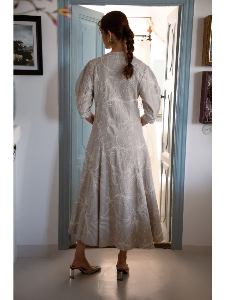 NIDODILEDA Line Gilet Dress Embroidered Floral Overlay