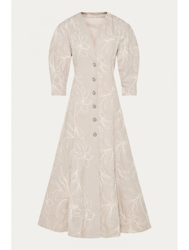 NIDODILEDA Line Gilet Dress Embroidered Floral Overlay