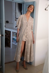 NIDODILEDA Line Gilet Dress Embroidered Floral Overlay