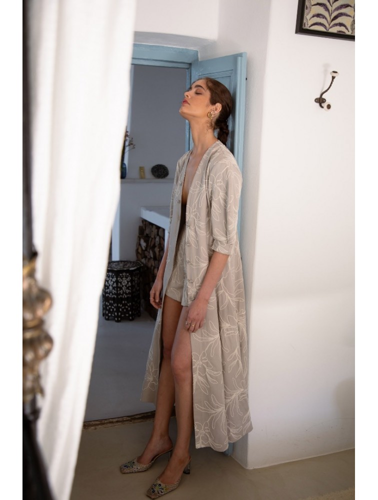 NIDODILEDA Line Gilet Dress Embroidered Floral Overlay