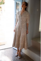 NIDODILEDA Line Gilet Dress Embroidered Floral Overlay
