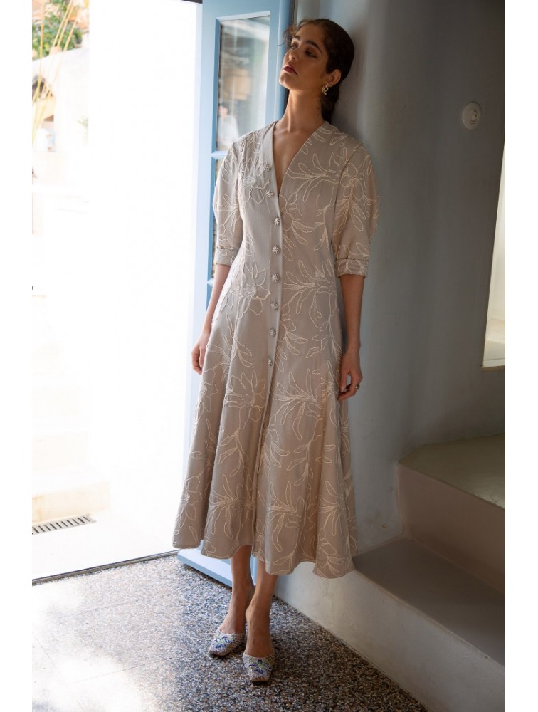 NIDODILEDA Line Gilet Dress Embroidered Floral Overlay