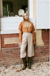 NIDODILEDA London Culottes Herringbone Light Beige Μπεζ Ψαροκόκκαλο Ζιπ Κιλότ