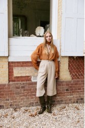 NIDODILEDA London Culottes Herringbone Light Beige Μπεζ Ψαροκόκκαλο Ζιπ Κιλότ