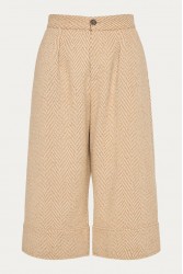 NIDODILEDA London Culottes Herringbone Light Beige Μπεζ Ψαροκόκκαλο Ζιπ Κιλότ
