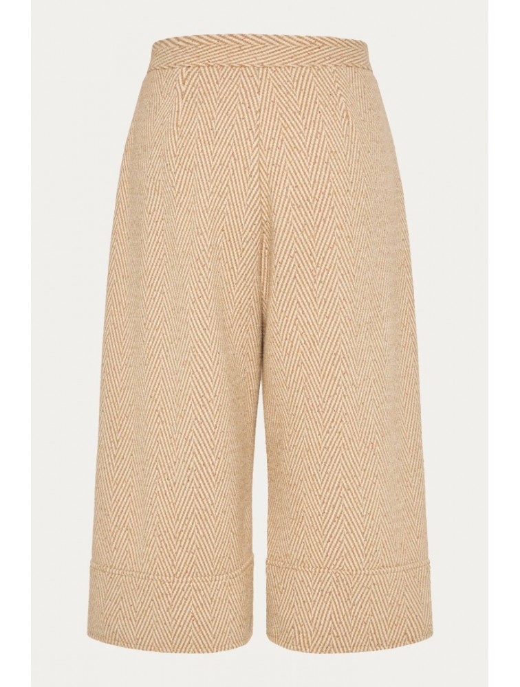 NIDODILEDA London Culottes Herringbone Light Beige Μπεζ Ψαροκόκκαλο Ζιπ Κιλότ