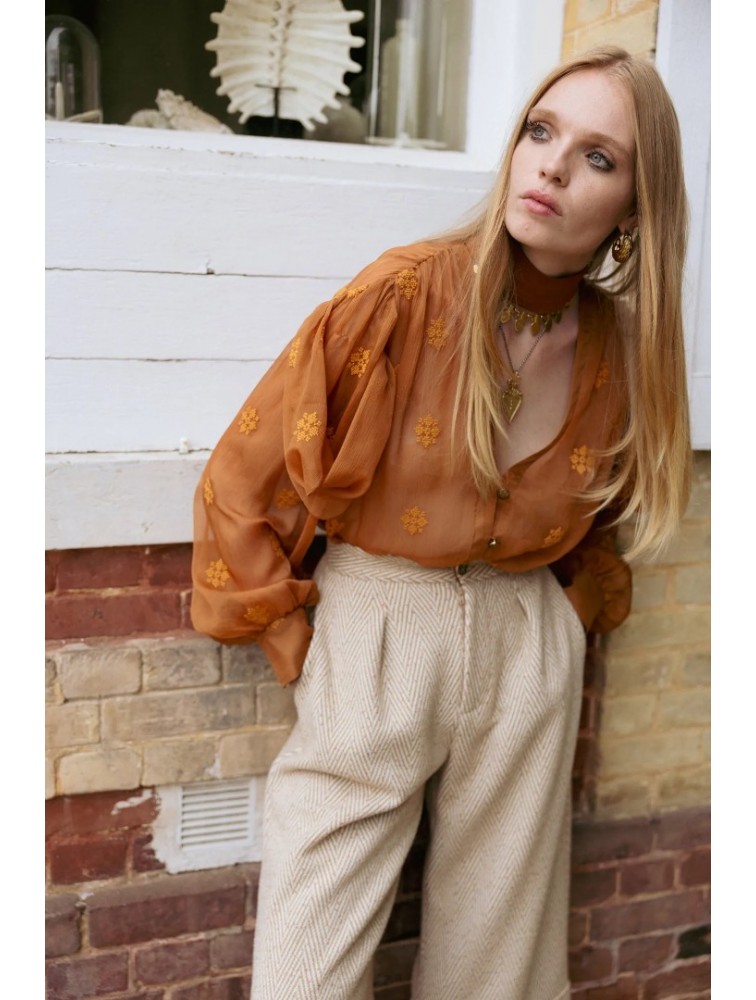 NIDODILEDA London Culottes Herringbone Light Beige Μπεζ Ψαροκόκκαλο Ζιπ Κιλότ