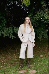 NIDODILEDA London Culottes Herringbone Light Beige Μπεζ Ψαροκόκκαλο Ζιπ Κιλότ