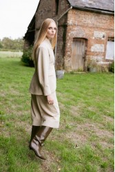 NIDODILEDA London Culottes Herringbone Light Beige Μπεζ Ψαροκόκκαλο Ζιπ Κιλότ