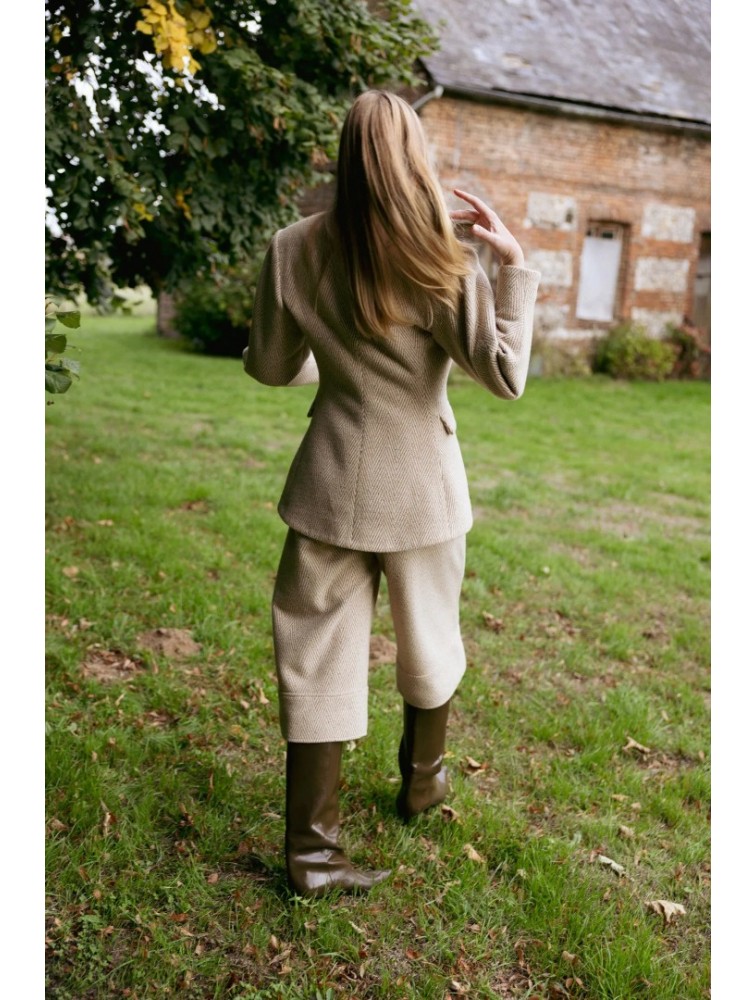 NIDODILEDA London Jacket Herringbone Blazer Light Beige Μπεζ Ψαροκόκκαλο Μπλείζερ