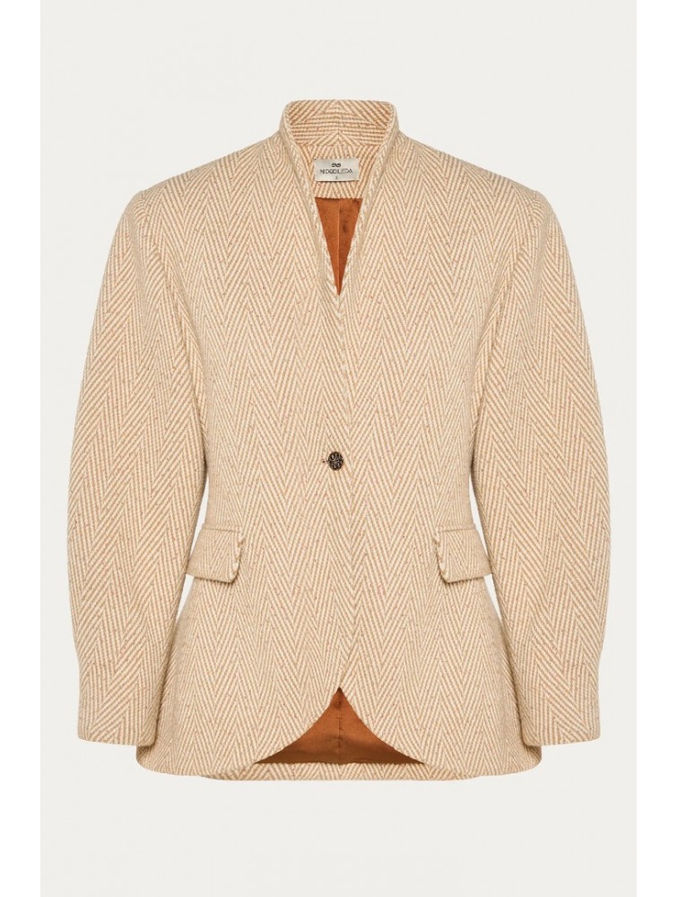 NIDODILEDA London Jacket Herringbone Blazer Light Beige Μπεζ Ψαροκόκκαλο Μπλείζερ