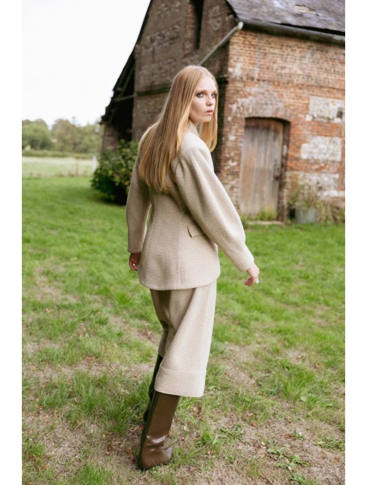 NIDODILEDA London Jacket Herringbone Blazer Light Beige Μπεζ Ψαροκόκκαλο Μπλείζερ