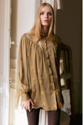 NIDODILEDA Lorna Shirt Dress Semi-Sheer Embroidered Olive Green Λαδί Κεντητό Πουκαμισοφόρεμα