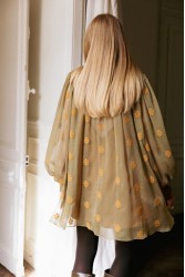 NIDODILEDA Lorna Shirt Dress Semi-Sheer Embroidered Olive Green Λαδί Κεντητό Πουκαμισοφόρεμα