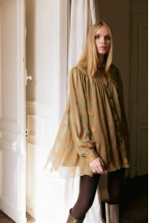 NIDODILEDA Lorna Shirt Dress Semi-Sheer Embroidered Olive Green Λαδί Κεντητό Πουκαμισοφόρεμα