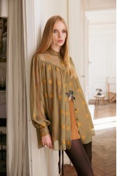 NIDODILEDA Lorna Shirt Dress Semi-Sheer Embroidered Olive Green Λαδί Κεντητό Πουκαμισοφόρεμα