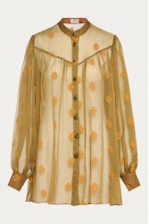 NIDODILEDA Lorna Shirt Dress Semi-Sheer Embroidered Olive Green Λαδί Κεντητό Πουκαμισοφόρεμα