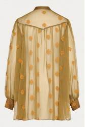 NIDODILEDA Lorna Shirt Dress Semi-Sheer Embroidered Olive Green Λαδί Κεντητό Πουκαμισοφόρεμα