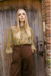 NIDODILEDA Lorna Shirt Dress Semi-Sheer Embroidered Olive Green Λαδί Κεντητό Πουκαμισοφόρεμα