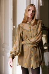 NIDODILEDA Lorna Shirt Dress Semi-Sheer Embroidered Olive Green Λαδί Κεντητό Πουκαμισοφόρεμα