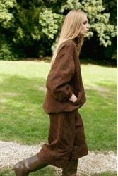 NIDODILEDA Madeline Culottes Embroidered Vegan Leather Brown Καφέ Κεντητή Ζιπ Κιλότ