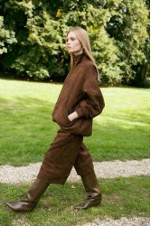 NIDODILEDA Madeline Culottes Embroidered Vegan Leather Brown Καφέ Κεντητή Ζιπ Κιλότ